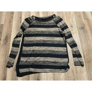 AGB Shirt, Women's Size Medium, Black Brown, Striped, Long Sleeve